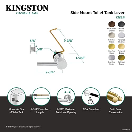 Kingston Brass KTDLS3 Concord Side Mount Toilet Tank Lever, Antique Brass 10.69 x 3.41 x 1.31