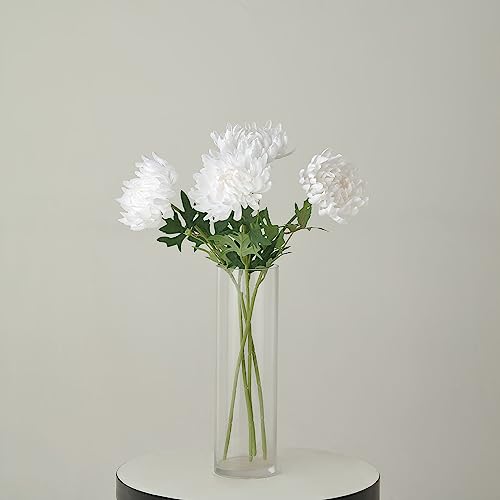 Efavormart 3 Stems | White 27" Artificial Silk Chrysanthemum Bouquet Flowers, Large Faux Mum Branches