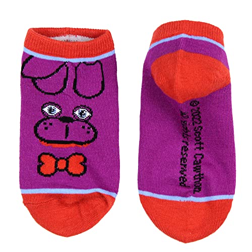 Bioworld Five Nights at Freddy's Kids Character Designs No-Shoe Ankle Socks 4 Pairs, 10-4