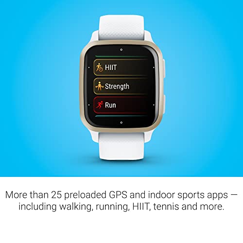 Garmin Venu® Sq 2 GPS Smartwatch, All-Day Health Monitoring, Long-Lasting Battery Life, AMOLED Display, Cream Gold and White