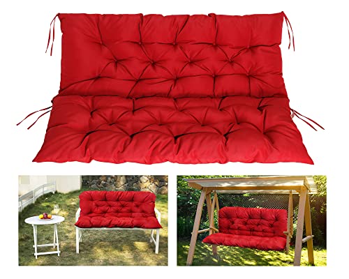 COSNUOSA Swing Replacement Cushions Waterproof Porch Swing Cushions 2-3 Seater Outdoor Swing Cushions for Outdoor Furniture Red 60x40 Inches