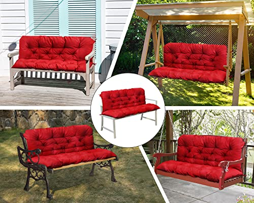 COSNUOSA Swing Replacement Cushions Waterproof Porch Swing Cushions 2-3 Seater Outdoor Swing Cushions for Outdoor Furniture Red 60x40 Inches
