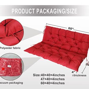 COSNUOSA Swing Replacement Cushions Waterproof Porch Swing Cushions 2-3 Seater Outdoor Swing Cushions for Outdoor Furniture Red 60x40 Inches