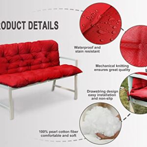 COSNUOSA Swing Replacement Cushions Waterproof Porch Swing Cushions 2-3 Seater Outdoor Swing Cushions for Outdoor Furniture Red 60x40 Inches