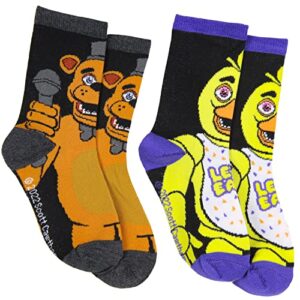 bioworld five nights at freddy's kids freddy and chico character crew socks 2 pair (10-4)