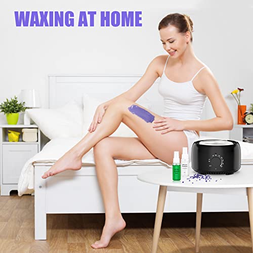 Waxing Kit - TIKESI Wax Warmer for Hair Removal, Hard Wax Kit with 14.1oz 5 Bags Hard Wax Beans for Full Body, Legs, Face, Eyebrows, Bikini, Brazilian Waxing Kit for Women Men