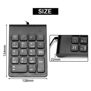 Spacesea USB Wired Numeric Keypad Numpad 18 Keys Digital Keyboard for Accounting Teller Laptop Windows Android Notebook Tablets PC (Black)