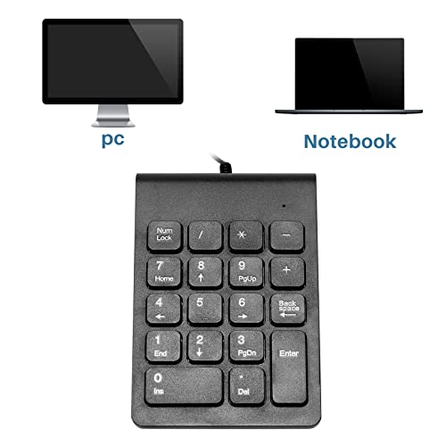 Spacesea USB Wired Numeric Keypad Numpad 18 Keys Digital Keyboard for Accounting Teller Laptop Windows Android Notebook Tablets PC (Black)