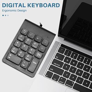 Spacesea USB Wired Numeric Keypad Numpad 18 Keys Digital Keyboard for Accounting Teller Laptop Windows Android Notebook Tablets PC (Black)