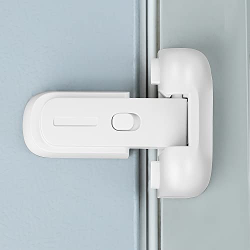 CLYMENE Refrigerator Fridge Freezer Door Lock for Kids, Child Proof Refrigerator Latch Lock to Keep Door Closed, No Tools Required and Easy Installation (White)