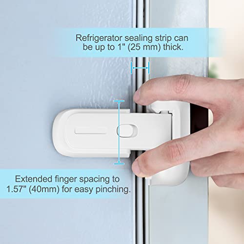 CLYMENE Refrigerator Fridge Freezer Door Lock for Kids, Child Proof Refrigerator Latch Lock to Keep Door Closed, No Tools Required and Easy Installation (White)