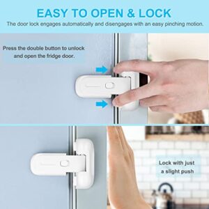 CLYMENE Refrigerator Fridge Freezer Door Lock for Kids, Child Proof Refrigerator Latch Lock to Keep Door Closed, No Tools Required and Easy Installation (White)