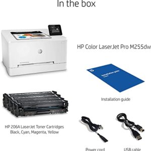 HP Color Laser Jet Pro M255dw Wireless Laser Printer, 2.7'' Color Graphic Touch Screen, 22ppm, Remote Mobile Print, Duplex Printing, Works with Alexa, Auto 2-Sided Printing, PCS USB Printer Cable