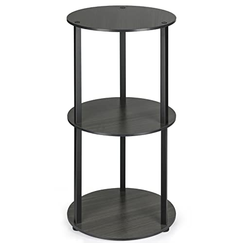 VIEWALL Round Bedside Side Table, Round End Table with Storage Shelf Small Night Stand for Living Room Couch Sofa Bedroom Balcony Home Office, Black