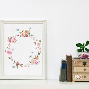 6 Sheets Flower Rub on Transfer Floral Rub on Transfers for Furniture Vintage Flower Decal Stickers for Wood Furniture Summer Flower Craft Wedding Decor, 6 x 12 Inches (Rose)