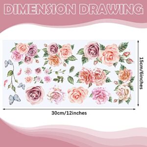 6 Sheets Flower Rub on Transfer Floral Rub on Transfers for Furniture Vintage Flower Decal Stickers for Wood Furniture Summer Flower Craft Wedding Decor, 6 x 12 Inches (Rose)
