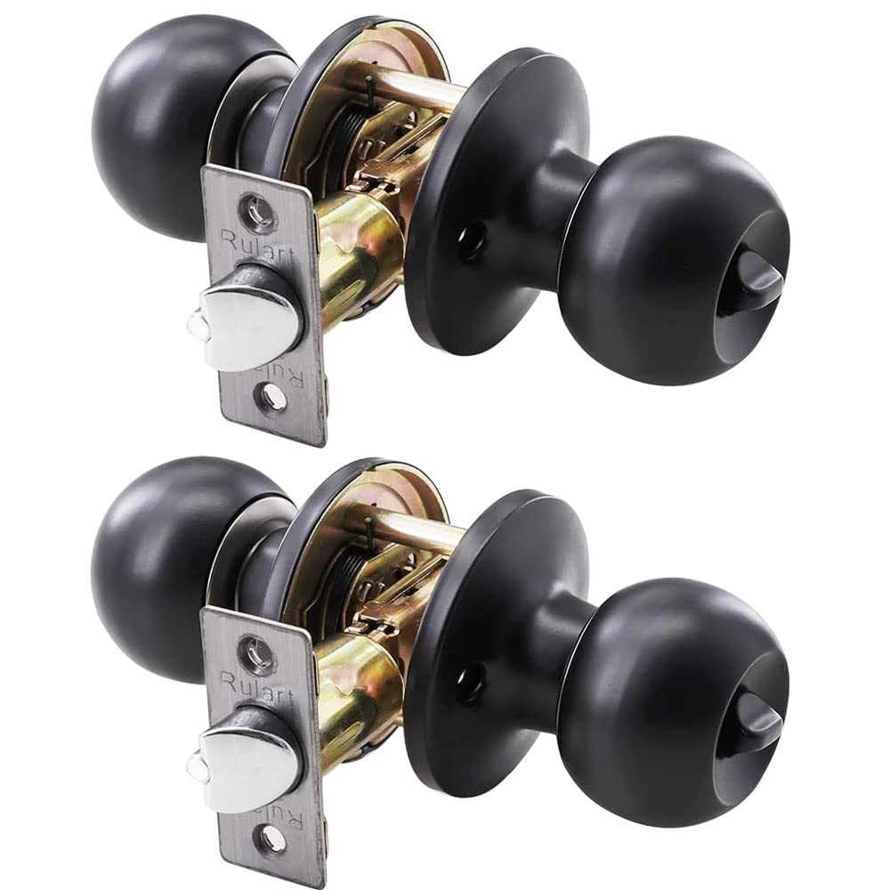 Rulart Door Knob Lock Key Bedroom - Keyed Door Knob Lock Interior and Exterior Bathroom Doorknob,Bedroom Entry Door Knobs with Lock and Key，Satin Stainless Steel Standard Door knob Lock（2 Pack）