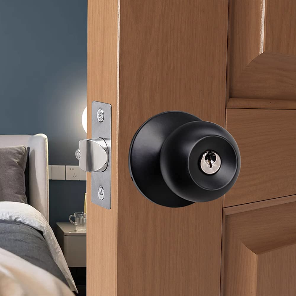 Rulart Door Knob Lock Key Bedroom - Keyed Door Knob Lock Interior and Exterior Bathroom Doorknob,Bedroom Entry Door Knobs with Lock and Key，Satin Stainless Steel Standard Door knob Lock（2 Pack）