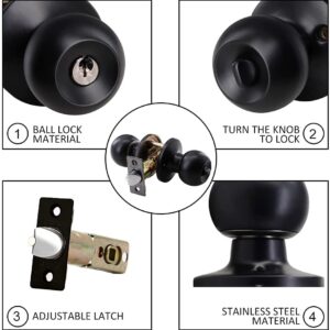 Rulart Door Knob Lock Key Bedroom - Keyed Door Knob Lock Interior and Exterior Bathroom Doorknob,Bedroom Entry Door Knobs with Lock and Key，Satin Stainless Steel Standard Door knob Lock（2 Pack）