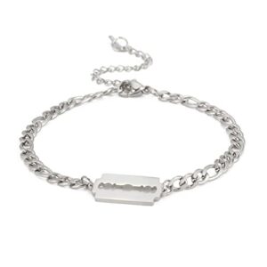 eueavan punk stainless steel razor blade bracelet personalize hip hop dog tag couple bracelet women's bracelets