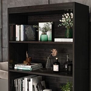 AIEGLE Tall Bookcase Storage Cabinet with Drawer & 3-Tiers Shelf, Wooden Bookshelf Display Cabinet with 2 Doors for Living Room Office, Dark Walnut (23.6" W x 11.8" D x 70.8" H)