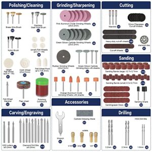 HARDELL Rotary Tool Accessories Kit 282 Pcs, Power Rotary Tool Bits 1/8''(3.2mm) Diameter Shanks Universal Fitment for Easy Cutting, Sanding, Grinding, Sharpening, Drilling, Carving, Polishing