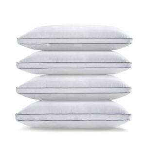 lane linen standard pillows for sleeping - bed pillows set of 4 - luxury hotel quality down alternative pillows for back and side sleeper, soft and supportive gusseted cool breathable pillow, 20x26
