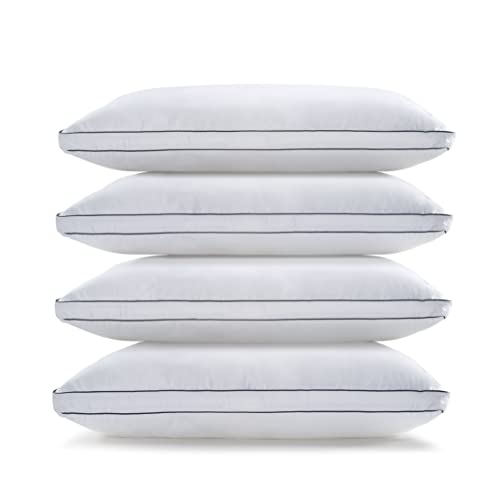 LANE LINEN Standard Pillows for Sleeping - Bed Pillows Set of 4 - Luxury Hotel Quality Down Alternative Pillows for Back and Side Sleeper, Soft and Supportive Gusseted Cool Breathable Pillow, 20x26