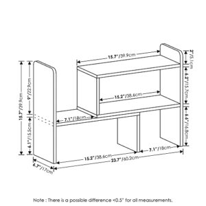 Furinno Classic Desktop Organizer Storage Rack Adjustable Free Style Rotation Display Bookshelf, Espresso 6.7D x 23.7W x 15.67H in