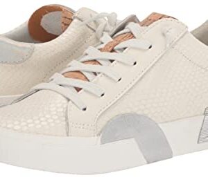 Dolce Vita Women's Zina Sneaker, White/Natural Embossed Leather, 7.5