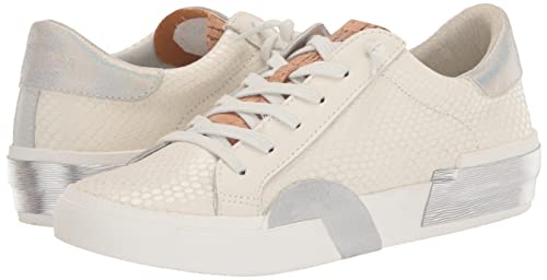 Dolce Vita Women's Zina Sneaker, White/Natural Embossed Leather, 7.5