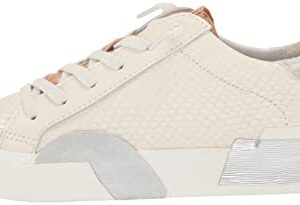 Dolce Vita Women's Zina Sneaker, White/Natural Embossed Leather, 7.5