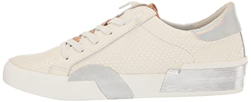 Dolce Vita Women's Zina Sneaker, White/Natural Embossed Leather, 7.5