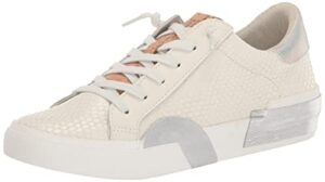 dolce vita women's zina sneaker, white/natural embossed leather, 7.5