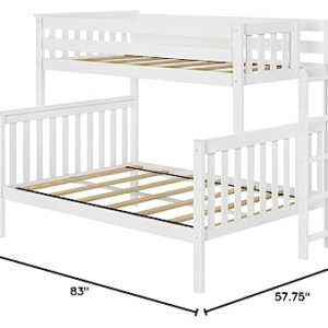 Max & Lily Bunk Bed, Twin-Over-Full Bed Frame for Kids with Ladder on End, White