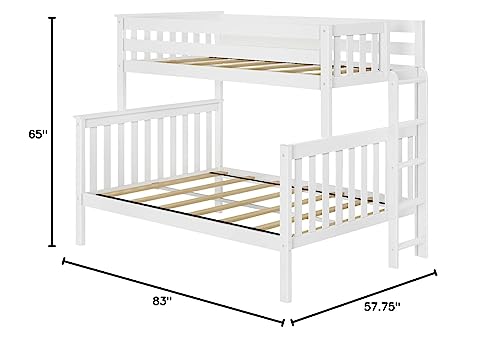 Max & Lily Bunk Bed, Twin-Over-Full Bed Frame for Kids with Ladder on End, White