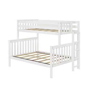 Max & Lily Bunk Bed, Twin-Over-Full Bed Frame for Kids with Ladder on End, White