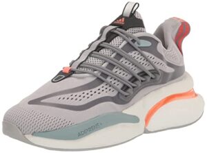 adidas men's alphaboost v1 running shoe, grey/coral fusion/magic grey, 9