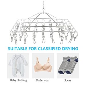 LIFKOME Socks Clip Hanger Socks Clip Hanger Clothes, 40 Clips Stainless Steel Laundry, Swivel Hook Windproof Clothes Hanger Rack, Clothes Hangers for Drying Towels Underwear Bras Socks