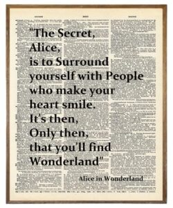 mad hatter the secret is to surround yourself - alice in wonderland wall art decor - alice inspirational saying quote poster print - motivational wall art for alice fans - gift for women teen girl