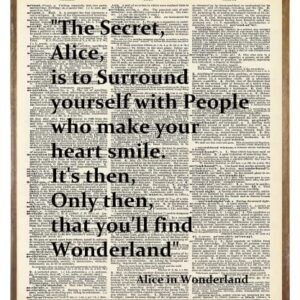 Mad Hatter The Secret is To Surround Yourself - Alice in Wonderland Wall Art Decor - Alice Inspirational Saying Quote Poster Print - Motivational Wall Art for Alice Fans - Gift for Women Teen Girl