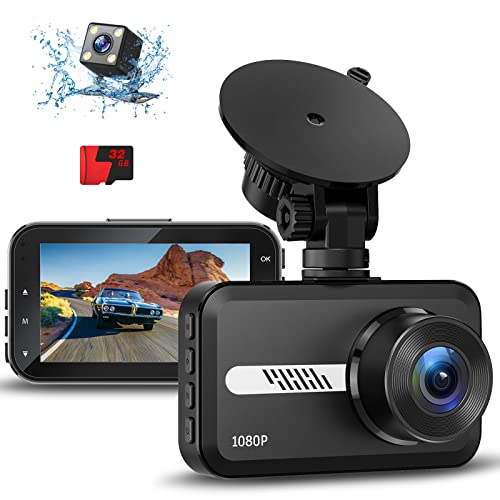 GMAIPOP Dash Cam Front and Rear, 1080P Dash Camera for Cars with SD Card, Dual Dashcams 3" IPS Screen, Dashboard Camera Recorder 170° Wide Angle,Accident Lock,Night Version,Motion Detection