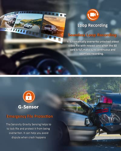 GMAIPOP Dash Cam Front and Rear, 1080P Dash Camera for Cars with SD Card, Dual Dashcams 3" IPS Screen, Dashboard Camera Recorder 170° Wide Angle,Accident Lock,Night Version,Motion Detection