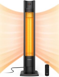 oraimo patio heater, outdoor heater with remote, 1500/750w etl, ip55- certificatied quiet electric infrared heater with triple protection portable for bedroom, living room, balcony and garage use