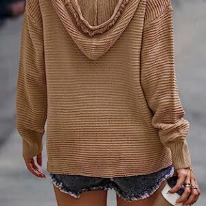 PRETTYGARDEN Winter Sweater For Women Long Sleeve Soft Sweatshirt 2023 Fashion Tops Elastic Hoodie (Khaki, Medium)
