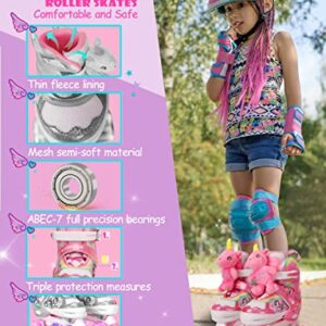 Unicorn Doll Kids Toddler Roller Skates for Girls,WESKIFAN Quad Skating Shoes with Shiny Light up Wheels&Adjustable Sizes Beginners rollerskates for Birthday Xmas Gifts,Patines para Niñas Niños