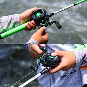 Sougayilang Fishing Rod and Reel Combo, Medium Fishing Pole with Casting Reel, Baitcaster Combo, SuperPolymer Handle-Green-6ft with Left Handle Reel