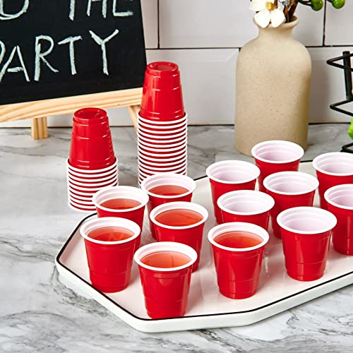 Lilymicky 1080 PACK 2 oz Plastic Shot Glasses, Red Disposable Plastic Cups, Mini Red Shot Cups, 2 oz Party Cups for Jello Shots and Tasting