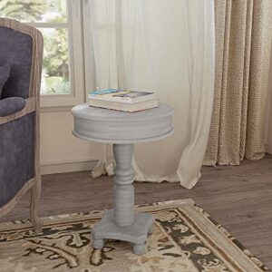 Koncemel Round Side Table, Rustic Gray Sofa End Table, MDF Accent Pedestal Table, Small Coffee Table for Livingroom, Bedroom, Balcony