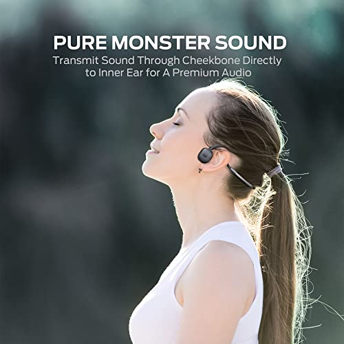 Monster Open Ear Headphones Wireless Sport Bluetooth 5.3 with Mic, Air Conduction Earphones Around Head with Enhanced Bass, Over-Ear Headset Sweatproof for Running
